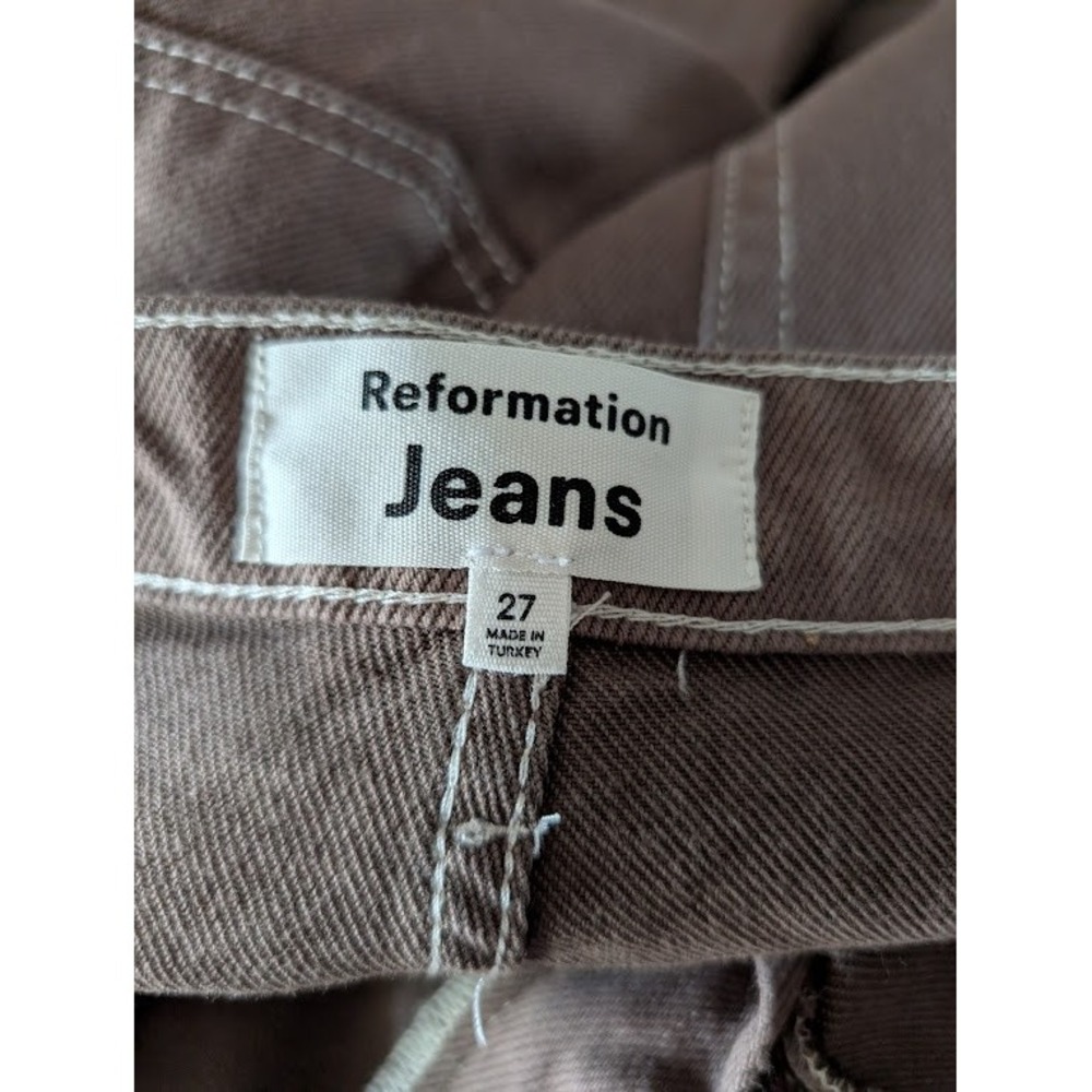 Reformation Cowboy High Rise Straight Leg Jeans Brown Cacao Contrast Stitch S 27 - Picture 6 of 9